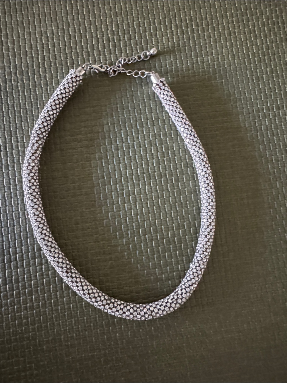 Silver Crystal Mesh Statement Necklace - Women Jewelry